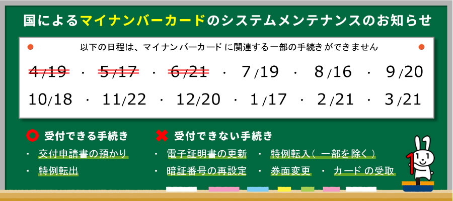 マイナンバーカードのシステムメンテナンス