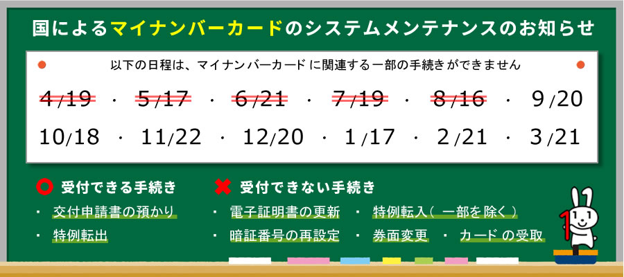 マイナンバーカードのシステムメンテナンス