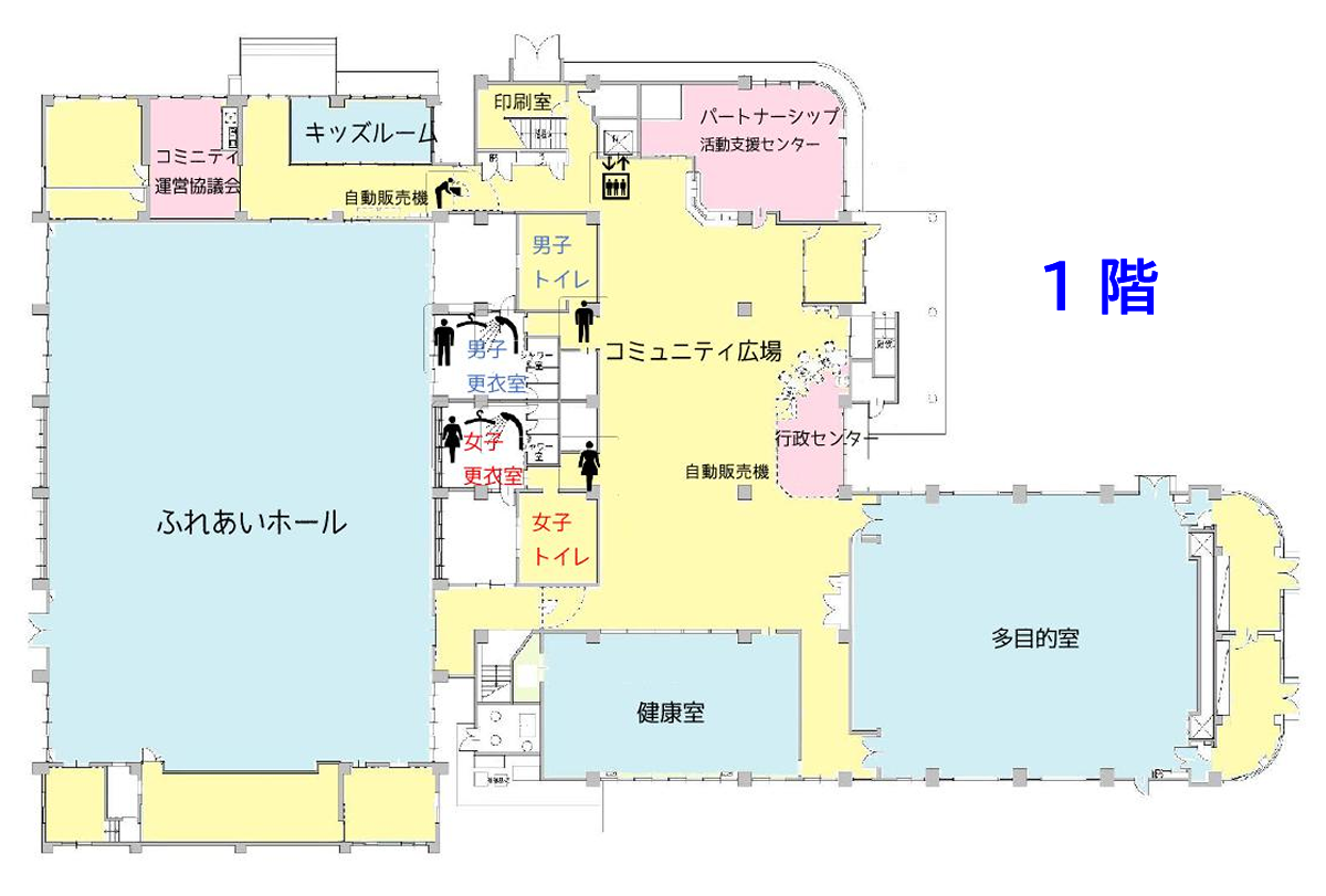 南コミュニティセンターに施設マップ