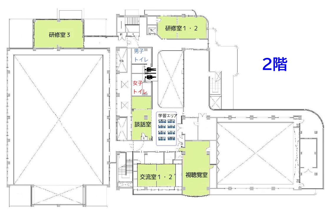 南コミの２階の施設地図